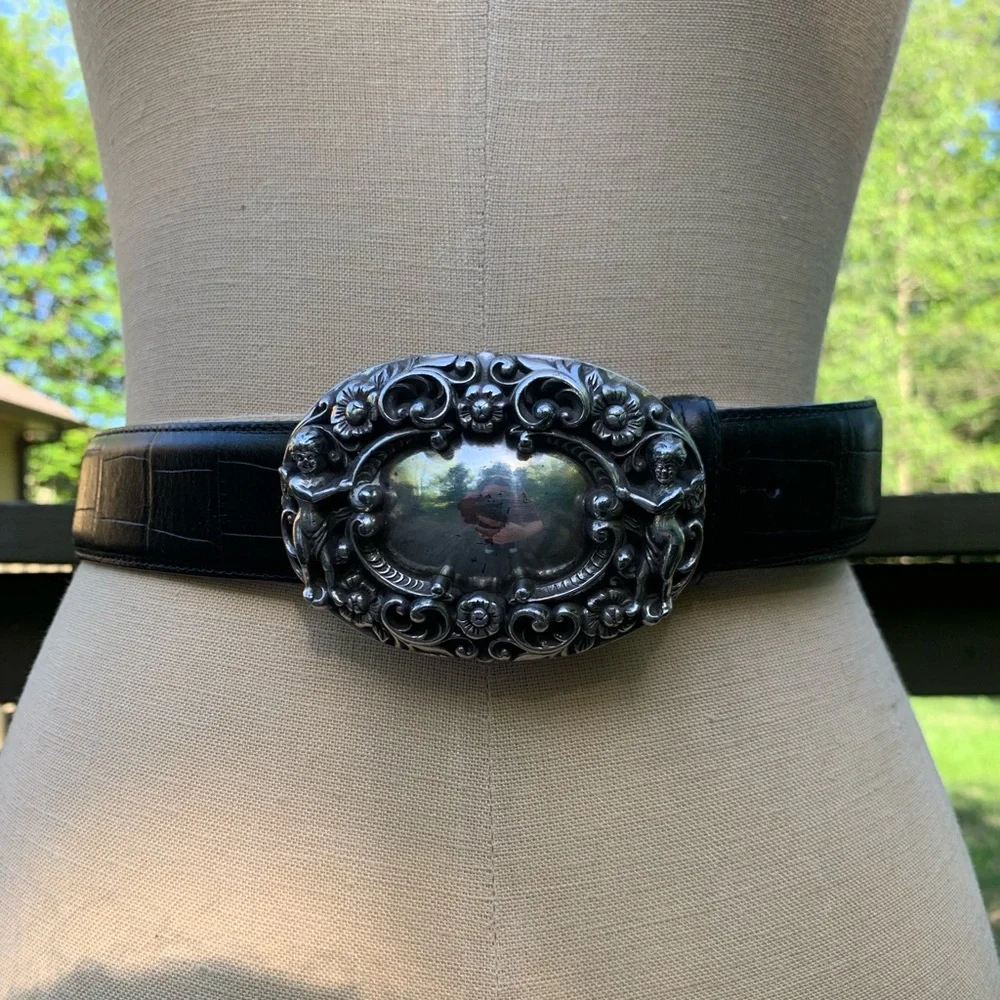 Vintage BrightonLeather Belt & Cherub Buckle